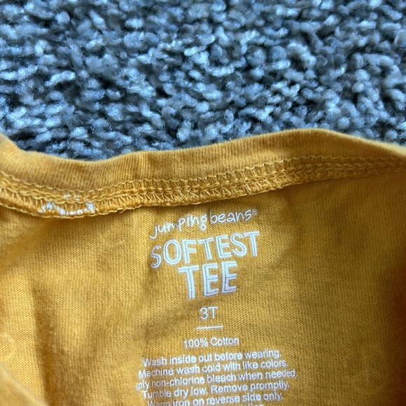 Yellow toddler girl long sleeve T-shirt with peace signs and heart pattern 3T - Picture 2 of 4